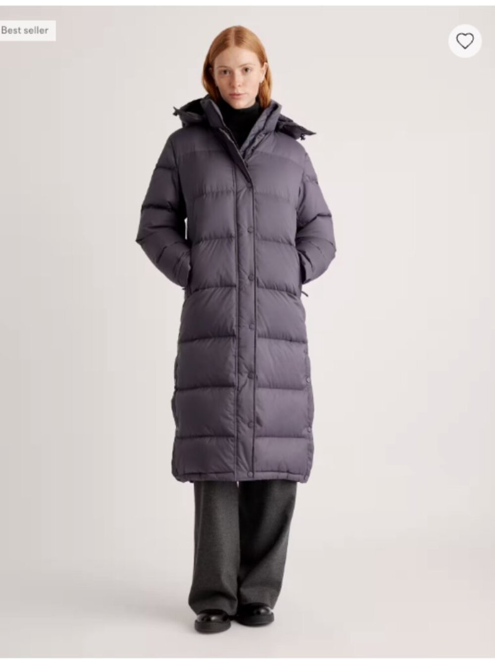 NWT QUINCE RESPONSIBLE GOOSE DOWN LONG PUFFER JACKET – CARBON GREY – SIZE SMALL
